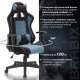 Игровое кресло  "GT Racer GM-100", две подушки, ткань, черное/голубое, 531818. Фото товара с разных ракурсов.