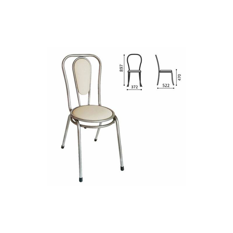 Стул для столовых, кафе, дома РС06, серебристый каркас, кожзам бежевый главное фото